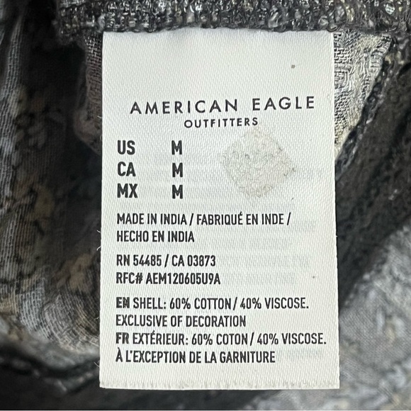 Women’s American Eagle Long Peplum Sleeve Crop Tie Front Blouse Top Size Medium - Picture 7 of 10